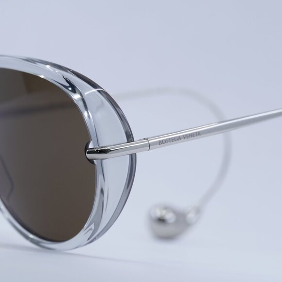 Bottega Veneta BV1273S 009 Sunglasses Grey Geometric Frame, Brown Lenses main image 6